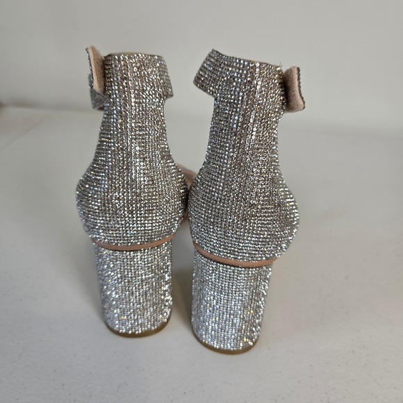 Jeffrey Campbell Laura Crystal Embellished Block Heeled Open Toe Sandal Size 7.5 - Picture 7 of 13